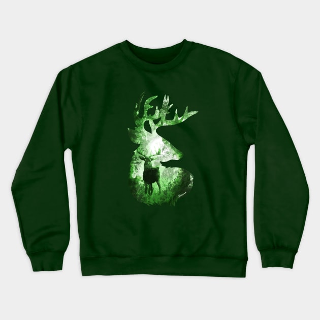 Evergreen Deer Crewneck Sweatshirt by DVerissimo